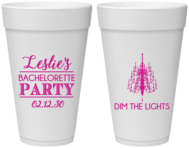Personalized Bachelorette 20 oz Foam Cups - Lights | 60188