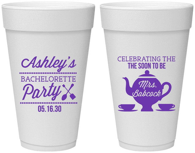 Personalized Bachelorette 20 oz Foam Cups - Teapot | 60189