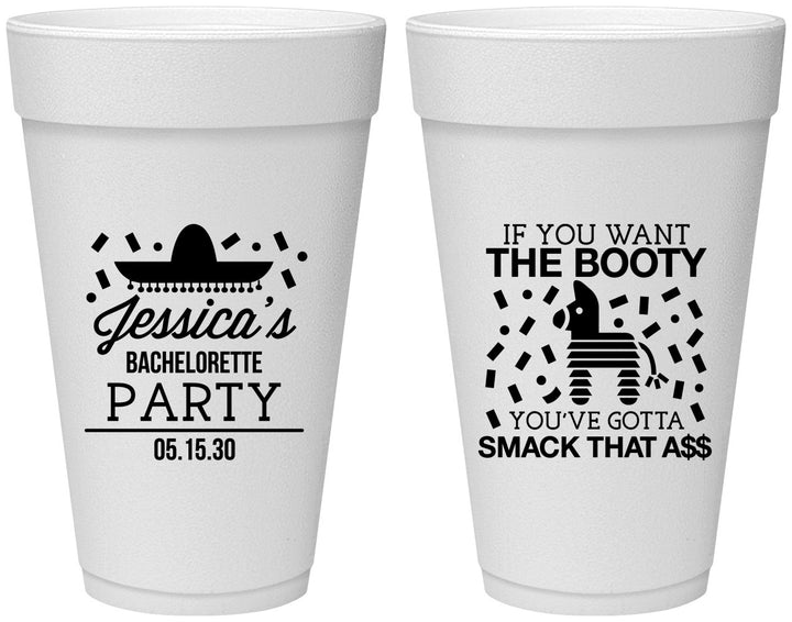 Personalized Bachelorette 20 oz Foam Cups - Smack That Ass | 60192