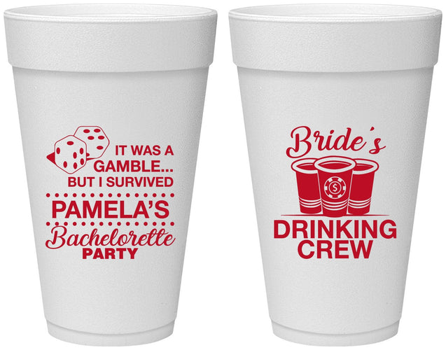 Personalized Bachelorette 20 oz Foam Cups - Las Vegas | 60194