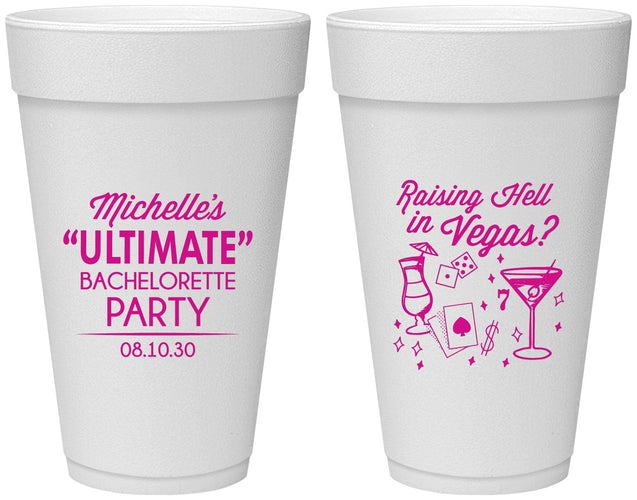 Personalized Bachelorette 20 oz Foam Cups - Raising Hell In Vegas | 60196