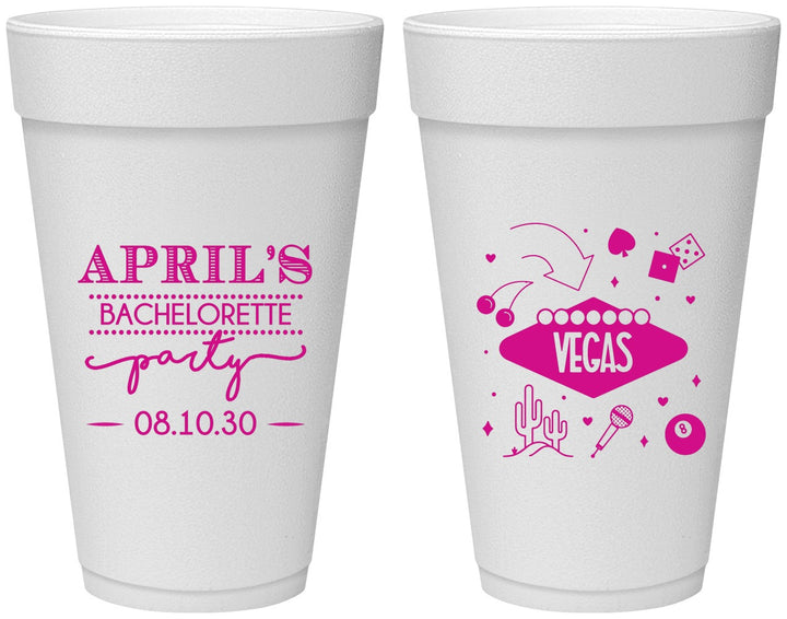 Personalized Bachelorette 20 oz Foam Cups - Las Vegas | 60198