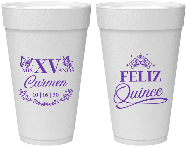Personalized Quinceanera 20 oz Foam Cups - Mis Quince Anos | 70000