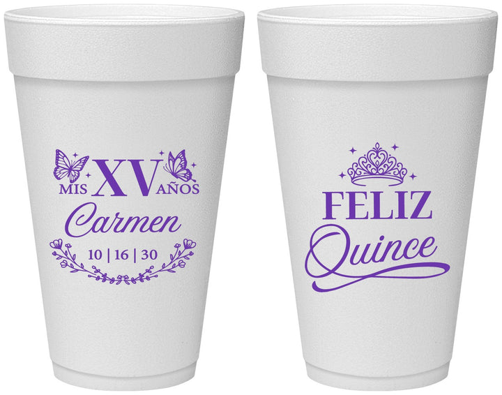 Personalized Quinceanera 20 oz Foam Cups - Mis Quince Anos | 70000