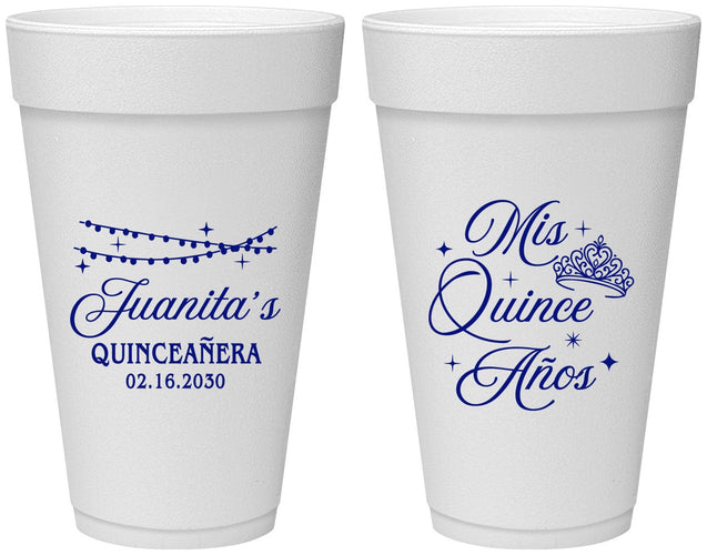 Personalized Quinceanera 20 oz Foam Cups - Mis Quince Anos | 70001