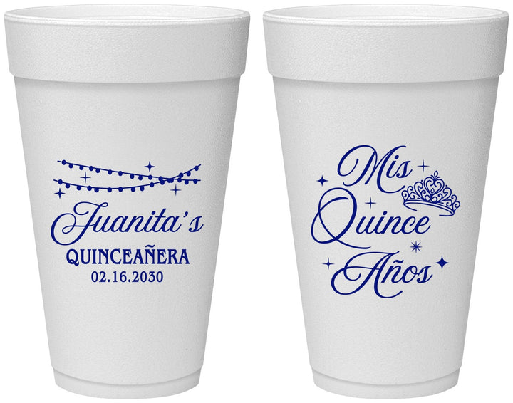 Personalized Quinceanera 20 oz Foam Cups - Mis Quince Anos | 70001