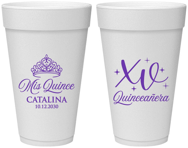 Personalized Quinceanera 20 oz Foam Cups - Mis Quince Anos | 70002