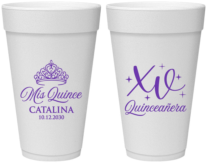 Personalized Quinceanera 20 oz Foam Cups - Mis Quince Anos | 70002