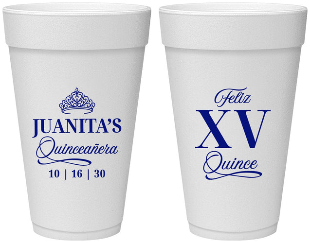 Personalized Quinceanera 20 oz Foam Cups - Mis Quince Anos | 70003