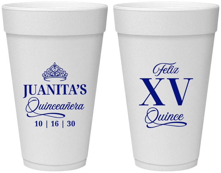 Personalized Quinceanera 20 oz Foam Cups - Mis Quince Anos | 70003