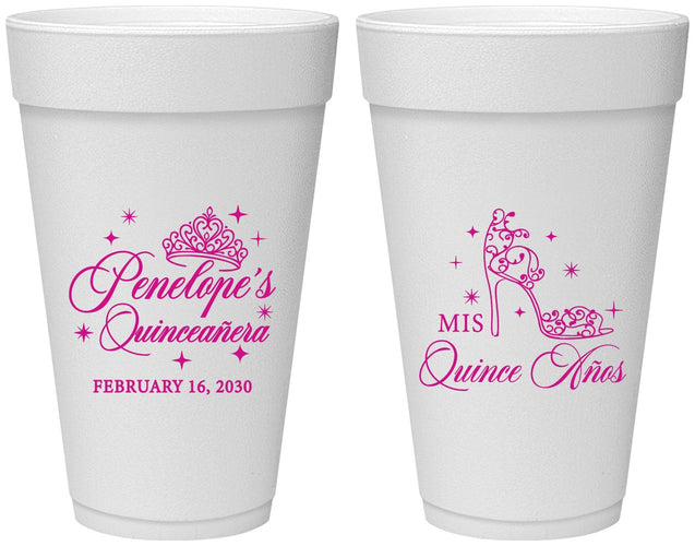 Personalized Quinceanera 20 oz Foam Cups - Mis Quince Anos | 70004