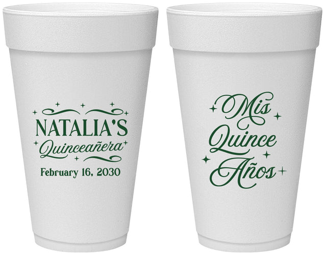 Personalized Quinceanera 20 oz Foam Cups - Mis Quince Anos | 70006