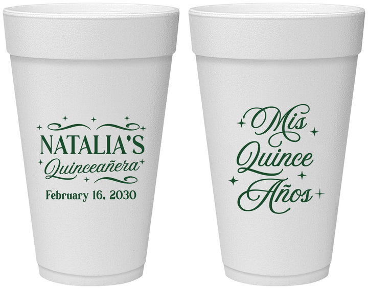 Personalized Quinceanera 20 oz Foam Cups - Mis Quince Anos | 70006