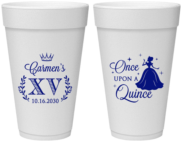 Personalized Quinceanera 20 oz Foam Cups - Once Upon A Quince | 70011