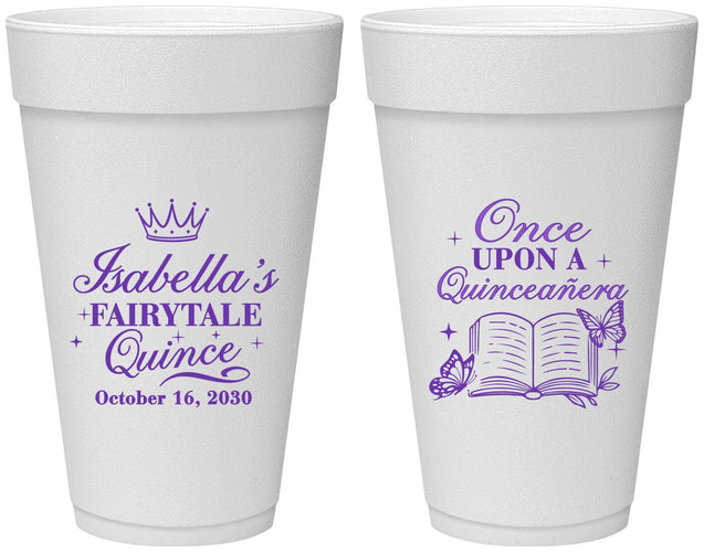 Personalized Quinceanera 20 oz Foam Cups - Once Upon A Quince | 70013