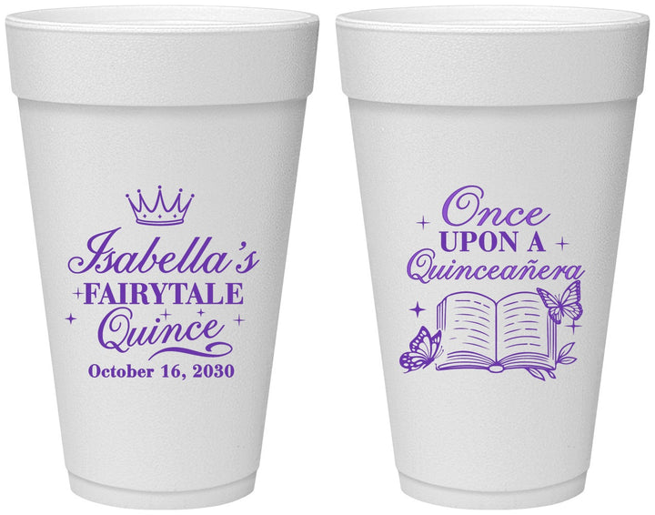 Personalized Quinceanera 20 oz Foam Cups - Once Upon A Quince | 70013