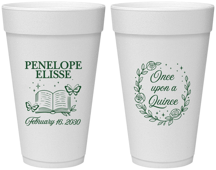 Personalized Quinceanera 20 oz Foam Cups - Once Upon A Quince | 70014