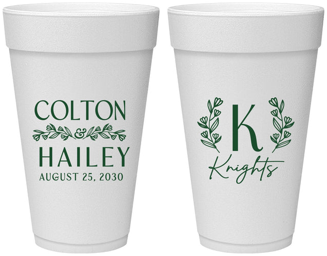 Personalized Wedding 20 oz Foam Cups - Monogram | 800