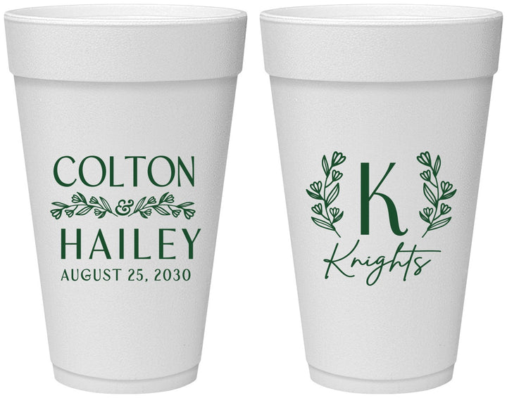 Personalized Wedding 20 oz Foam Cups - Monogram | 800