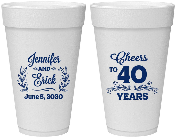 Personalized Anniversary 20 oz Foam Cups - Cheers To 40 Years | 80005