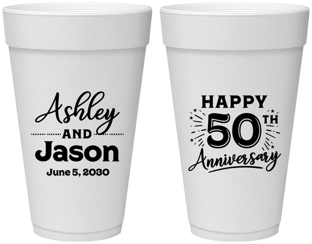 Personalized Anniversary 20 oz Foam Cups - 50th Wedding | 80007