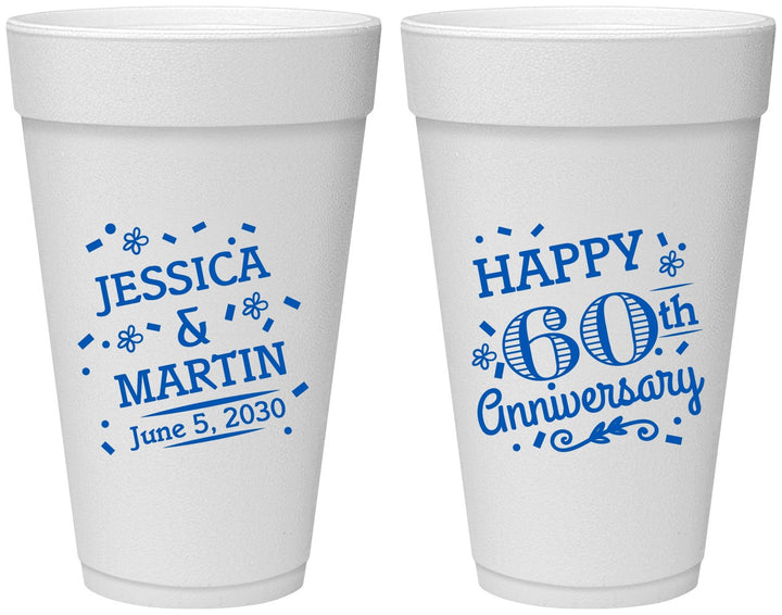 Personalized Anniversary 20 oz Foam Cups - Cheers To 60 Years | 80009