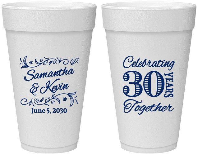 Personalized Anniversary 20 oz Foam Cups - 30 Years Together | 80013