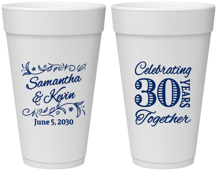 Personalized Anniversary 20 oz Foam Cups - 30 Years Together | 80013