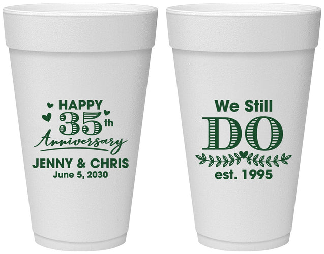 Personalized Anniversary 20 oz Foam Cups - 35th Wedding | 80014