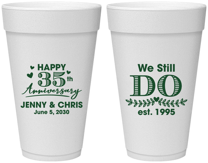 Personalized Anniversary 20 oz Foam Cups - 35th Wedding | 80014