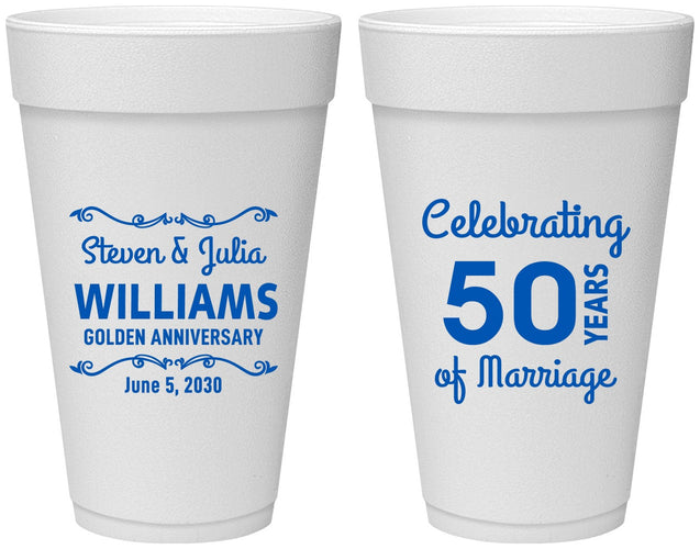 Personalized Anniversary 20 oz Foam Cups - 50 Years Of Marriage | 80017