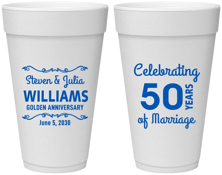 Personalized Anniversary 20 oz Foam Cups - 50 Years Of Marriage | 80017