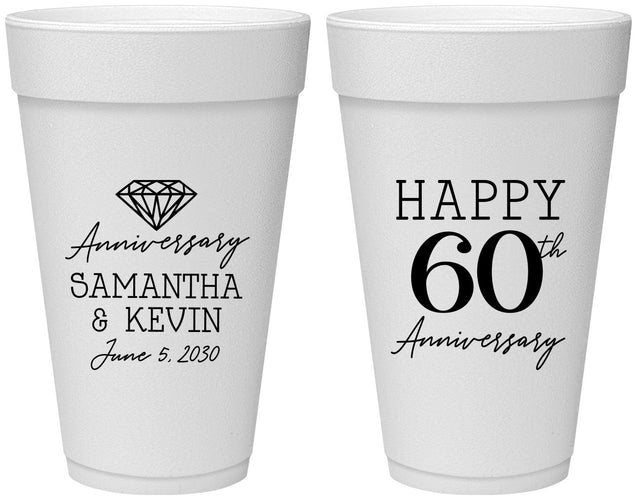 Personalized Anniversary 20 oz Foam Cups - 60th Wedding | 80019