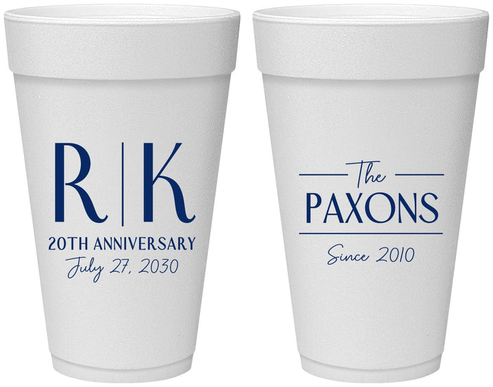 Personalized Anniversary 20 oz Foam Cups - 20th Wedding | 80021