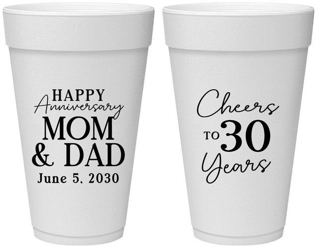 Personalized Anniversary 20 oz Foam Cups - Cheers To 30 Years | 80023
