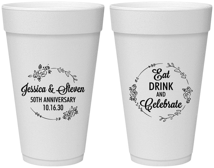 Personalized Anniversary 20 oz Foam Cups - 50th Wedding | 80027
