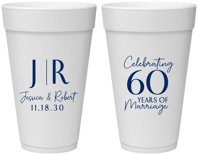Personalized Anniversary 20 oz Foam Cups - 60 Years Of Marriage | 80029