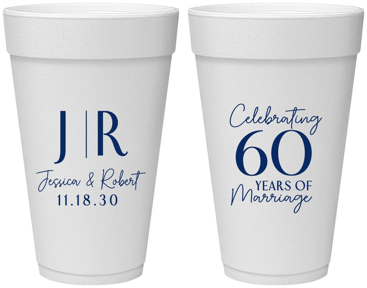 Personalized Anniversary 20 oz Foam Cups - 60 Years Of Marriage | 80029