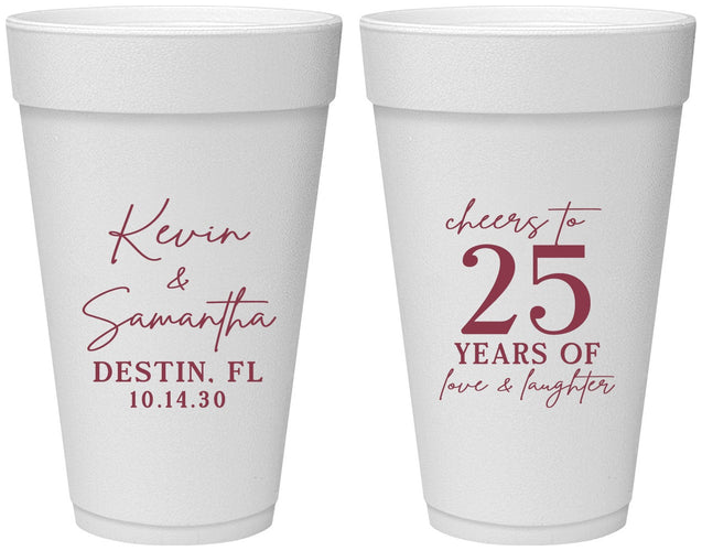 Personalized Anniversary 20 oz Foam Cups - 25 Years Of Marriage | 80032