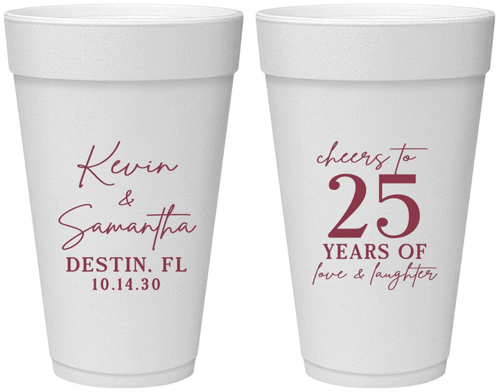 Personalized Anniversary 20 oz Foam Cups - 25 Years Of Marriage | 80032