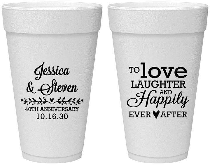 Personalized Anniversary 20 oz Foam Cups - 40th Wedding | 80035