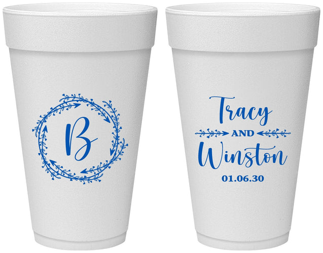 Personalized Wedding 20 oz Foam Cups - Monogram | 804