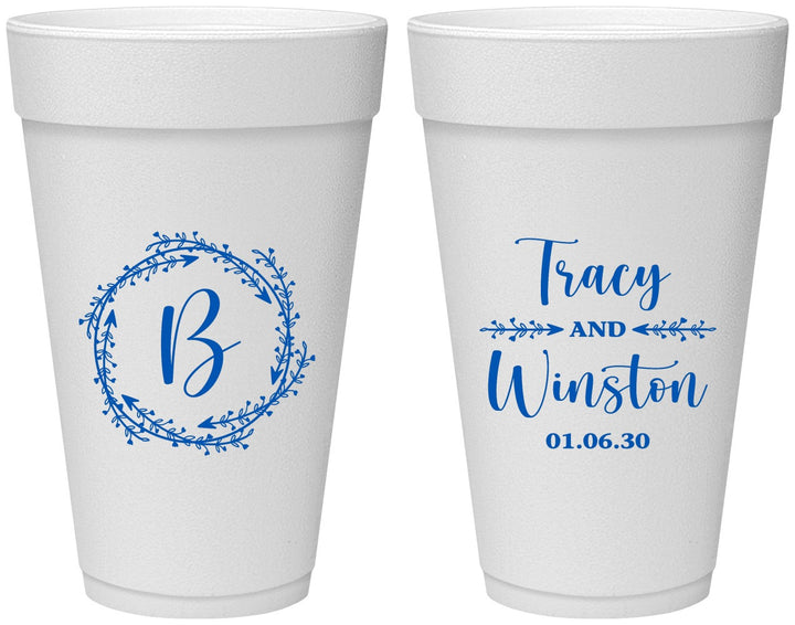 Personalized Wedding 20 oz Foam Cups - Monogram | 804
