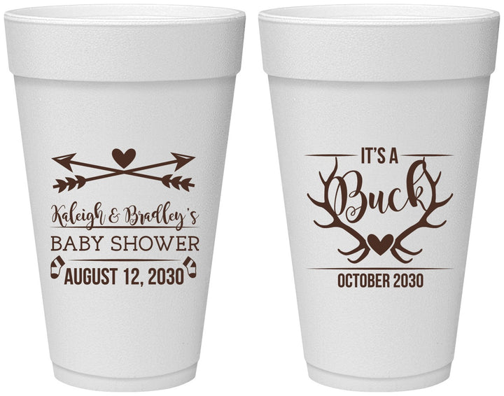 Personalized Baby Shower 20 oz Foam Cups - It’s A Buck Antler | 90000