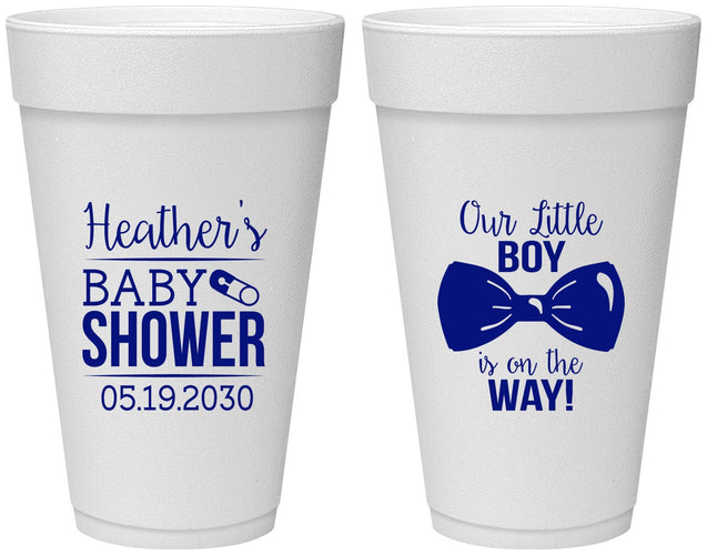 Personalized Baby Shower 20 oz Foam Cups - Little Boy Is On The Way | 90005