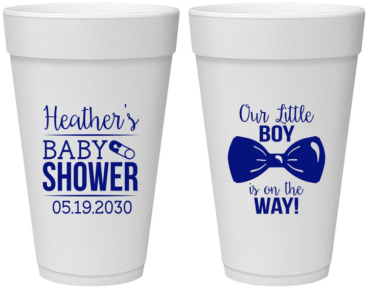Personalized Baby Shower 20 oz Foam Cups - Little Boy Is On The Way | 90005