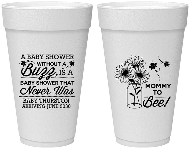 Personalized Baby Shower 20 oz Foam Cups - Mommy To Bee | 90016