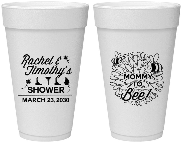 Personalized Baby Shower 20 oz Foam Cups - Mommy To Bee | 90017