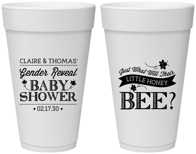 Personalized Baby Shower 20 oz Foam Cups - Little Honey Bee | 90018