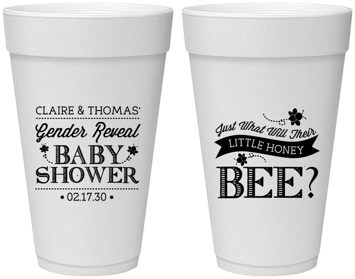 Personalized Baby Shower 20 oz Foam Cups - Little Honey Bee | 90018